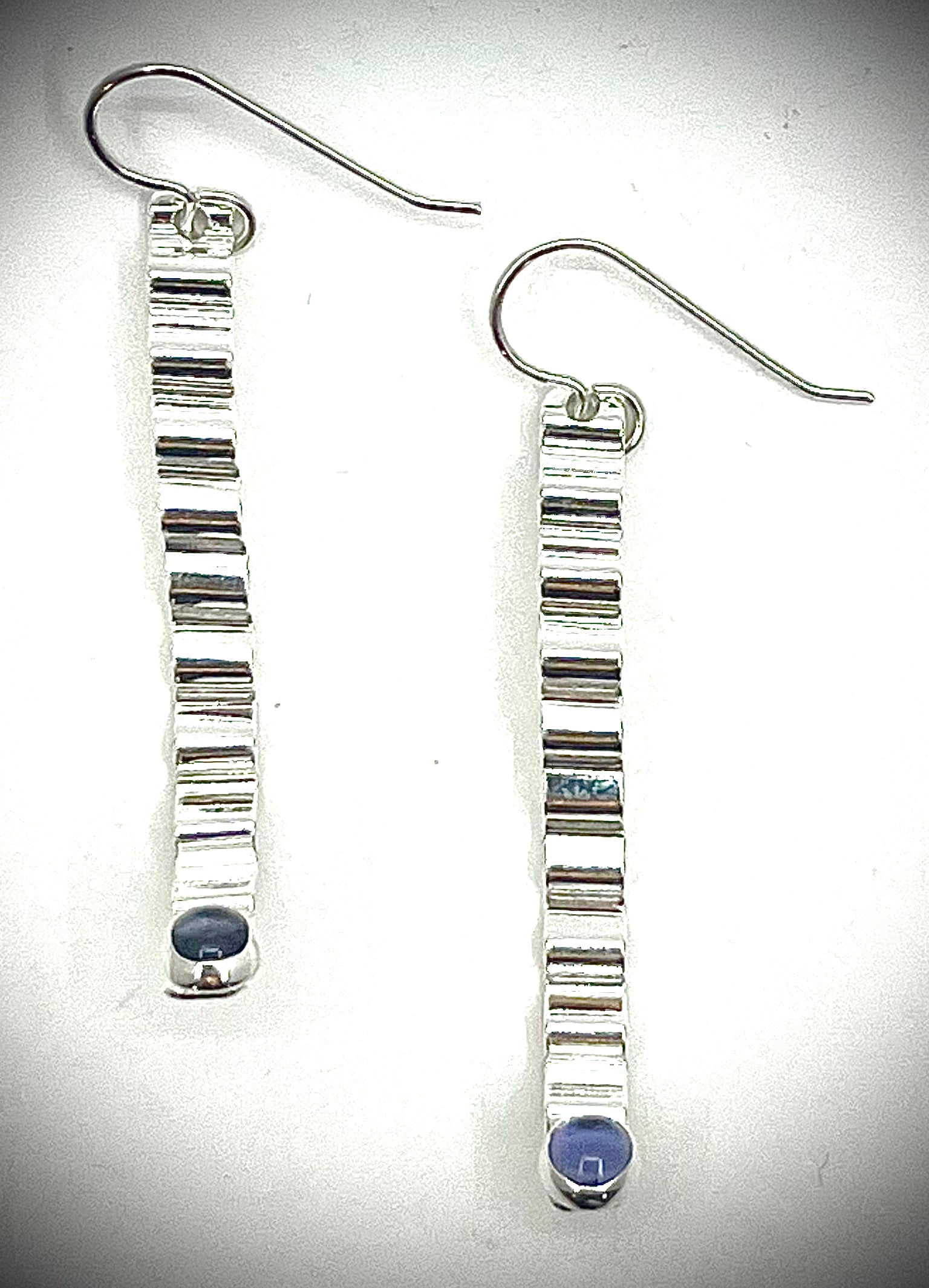Short Sterling Corrugated Wave Stick Earrings