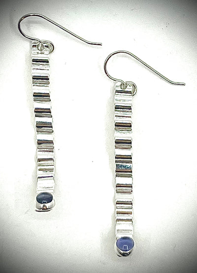Short Sterling Corrugated Wave Stick Earrings