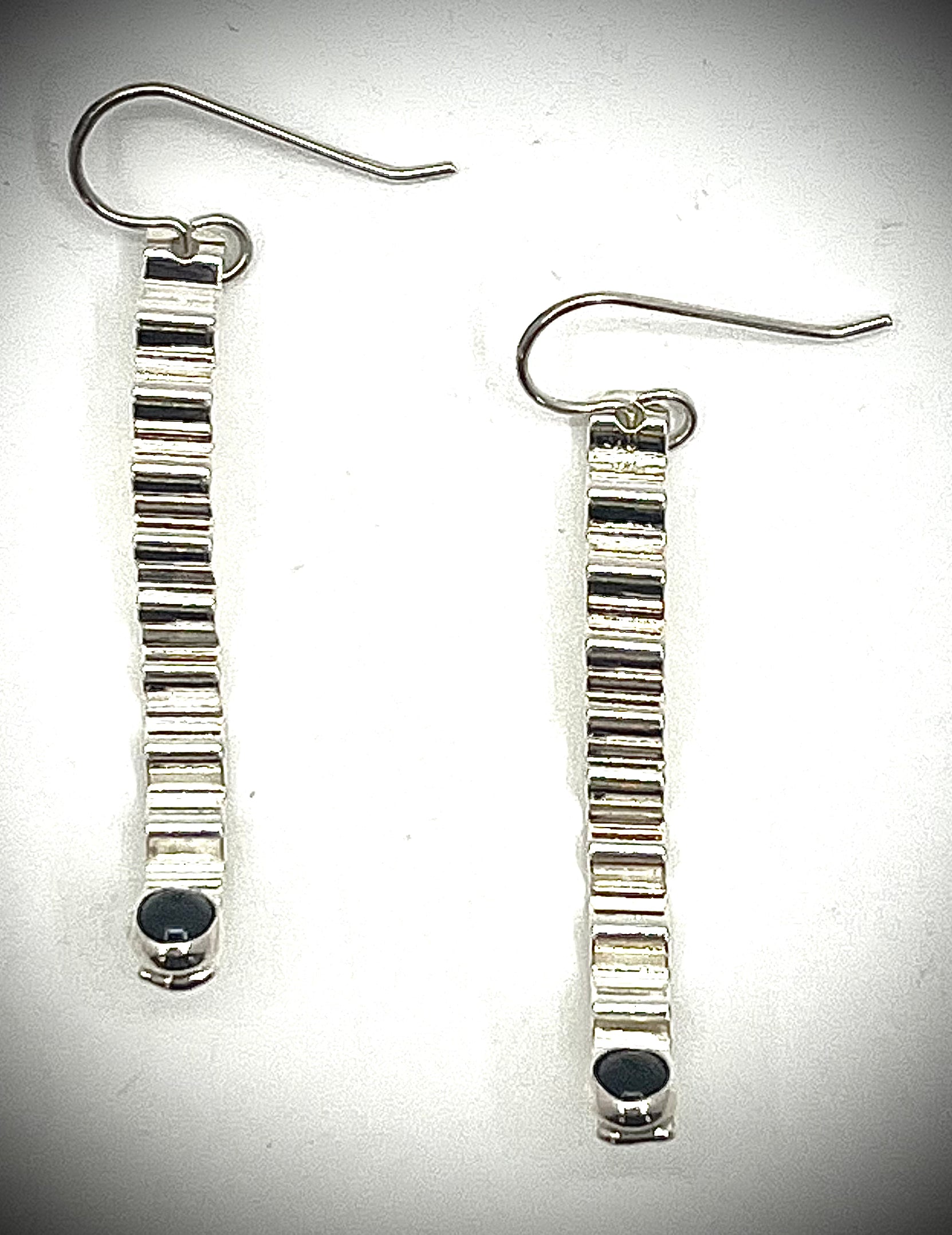 Short Sterling Corrugated Wave Stick Earrings
