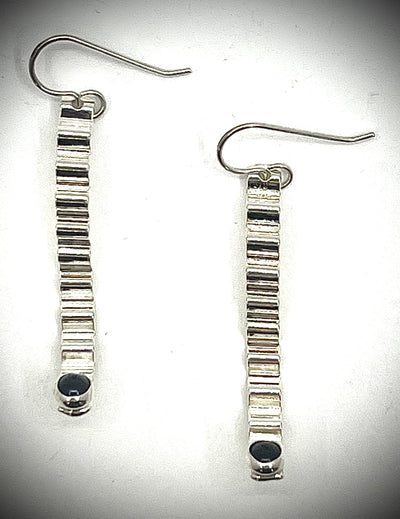 Short Sterling Corrugated Wave Stick Earrings