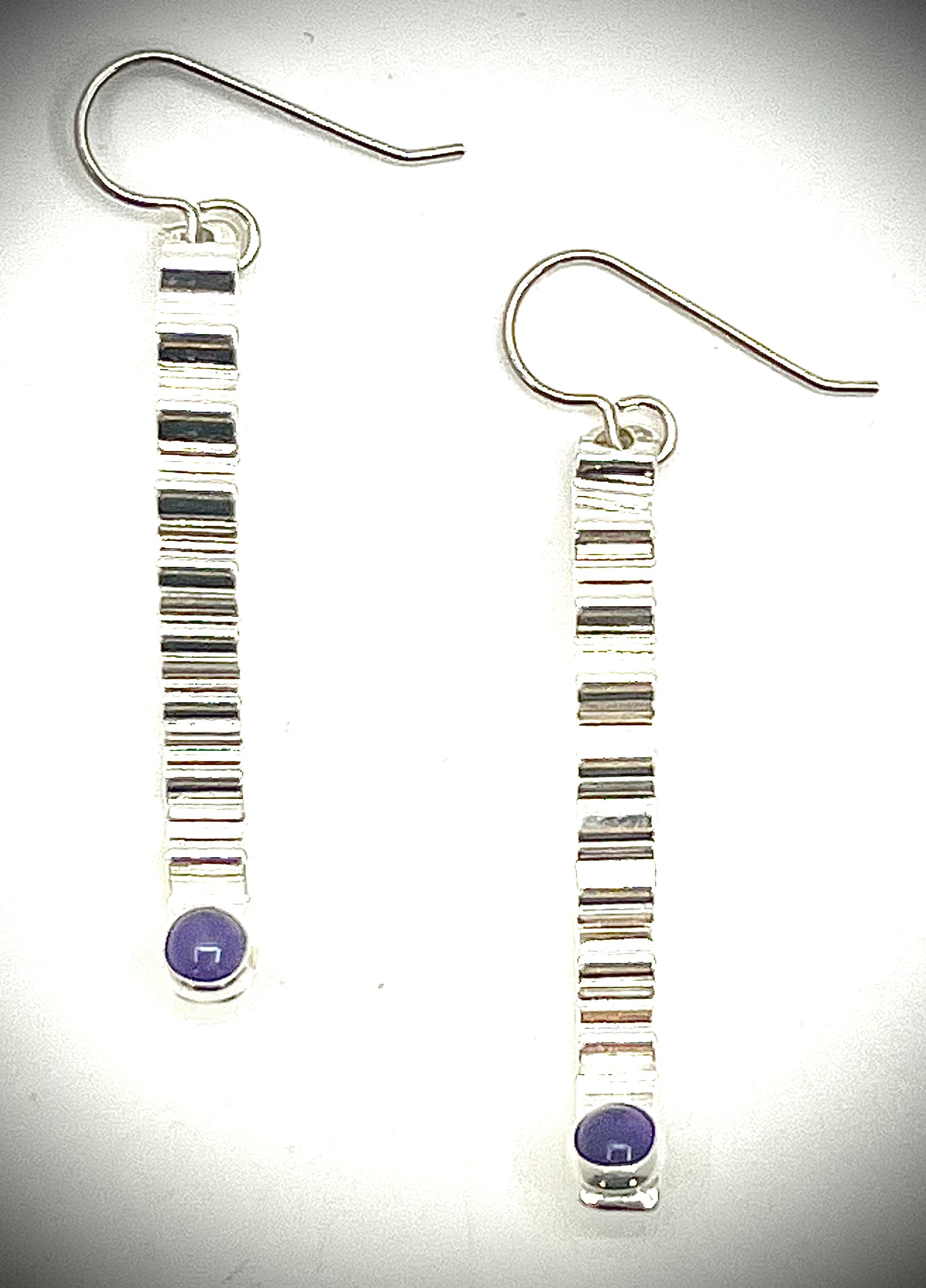 Short Sterling Corrugated Wave Stick Earrings