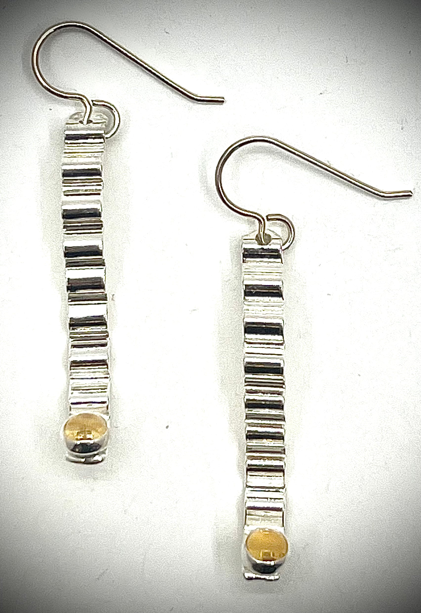 Short Sterling Corrugated Wave Stick Earrings