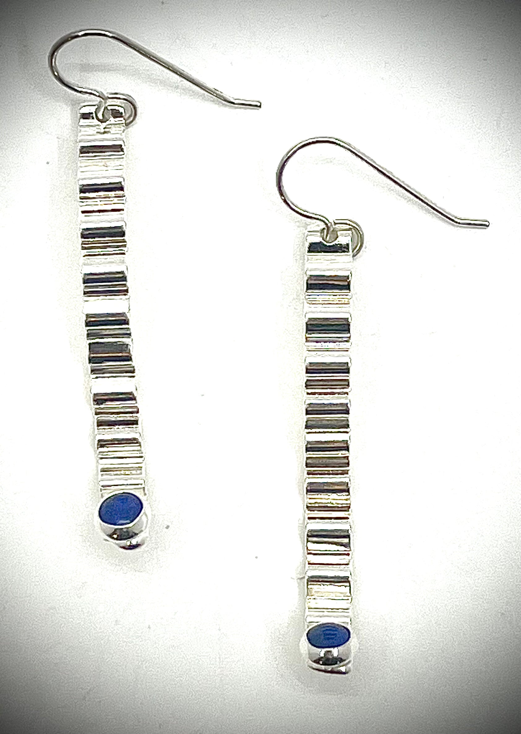 Short Sterling Corrugated Wave Stick Earrings
