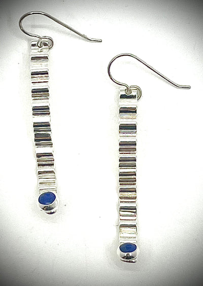 Short Sterling Corrugated Wave Stick Earrings