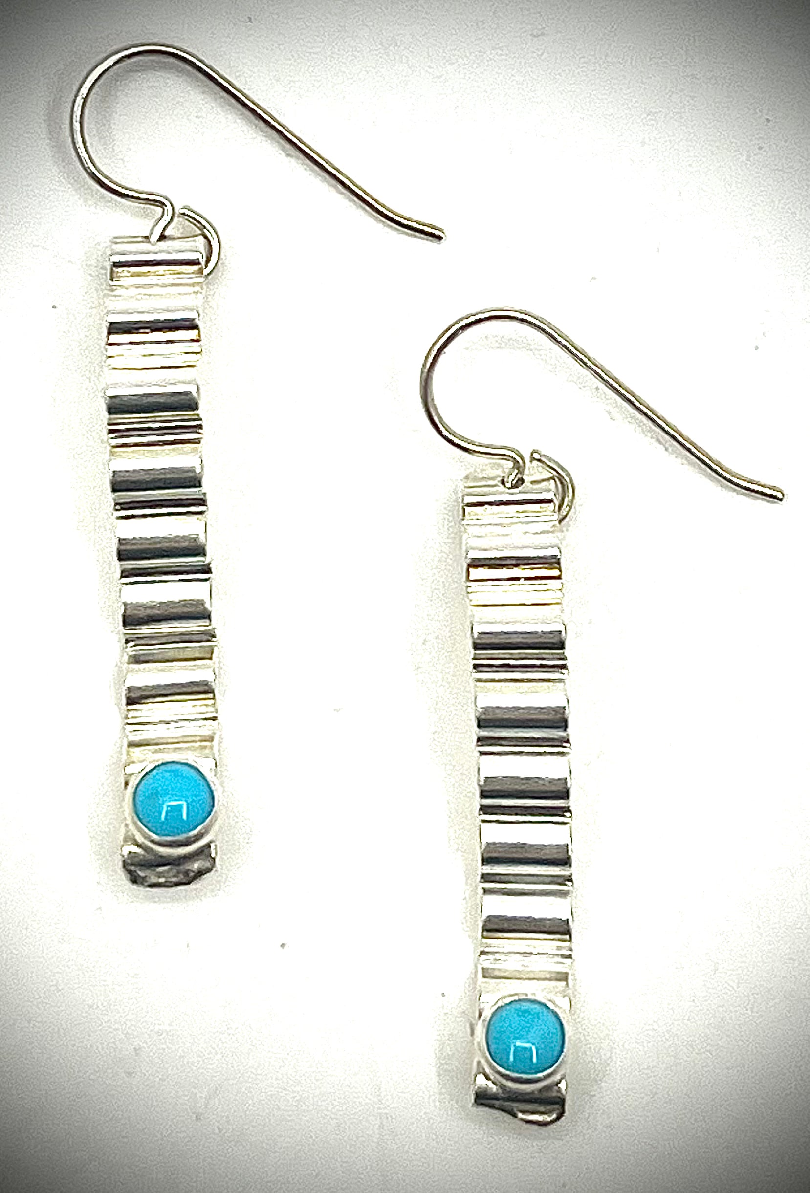 Short Sterling Corrugated Wave Stick Earrings
