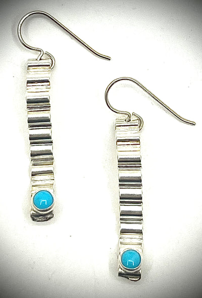 Short Sterling Corrugated Wave Stick Earrings