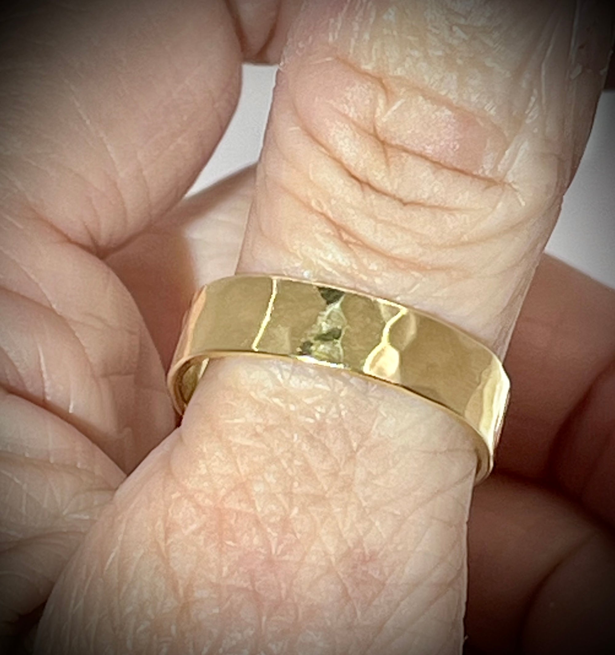 14k Pillow Square Hammered Ring