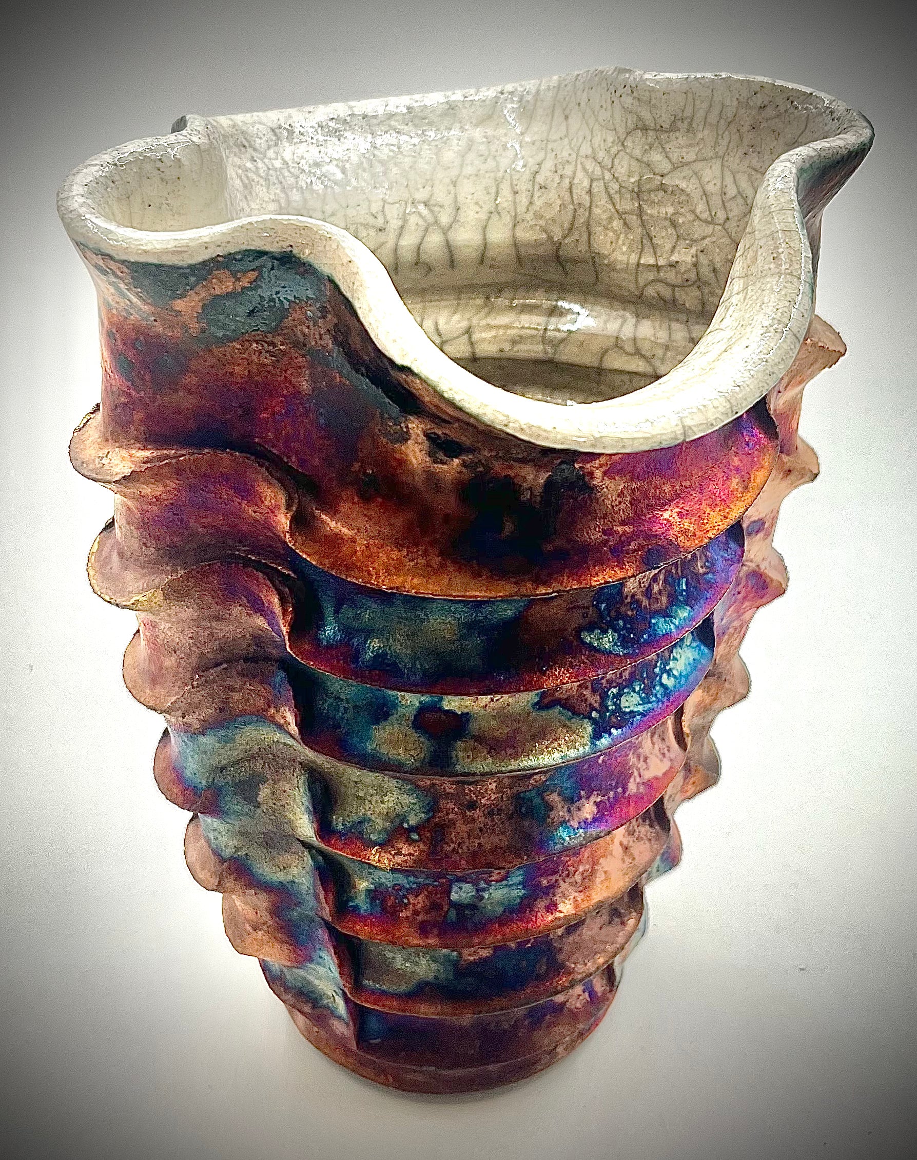 Raku Wavy Vase