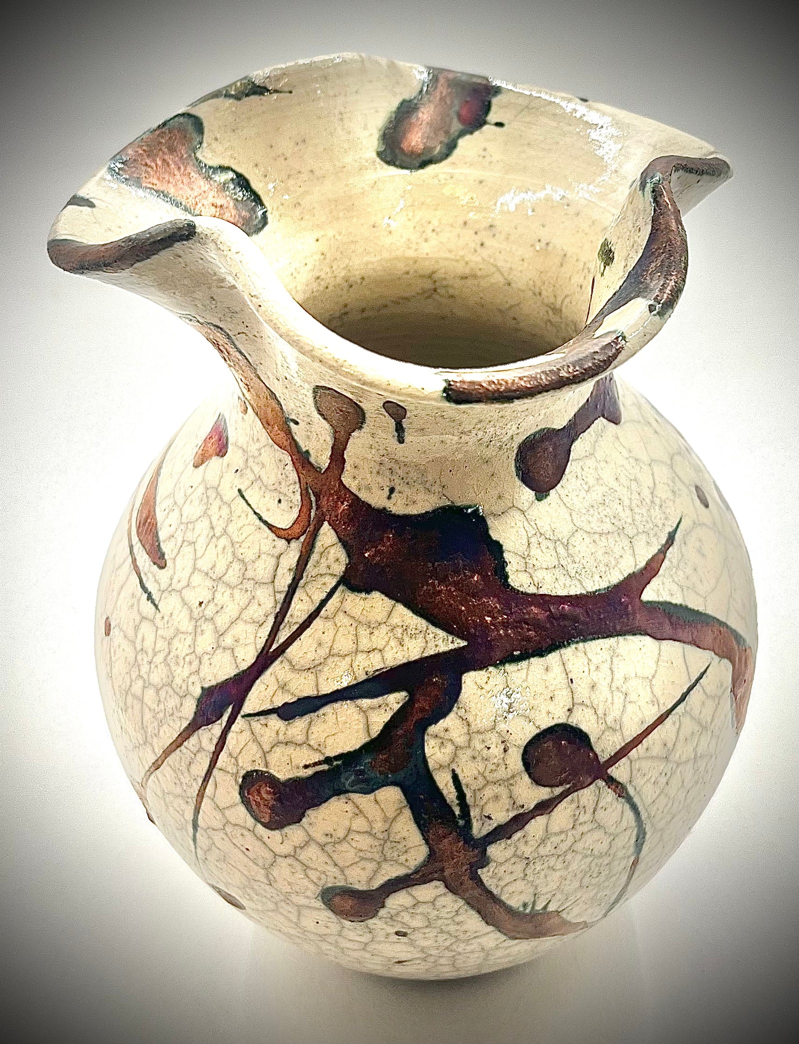 Raku Vase with Accents