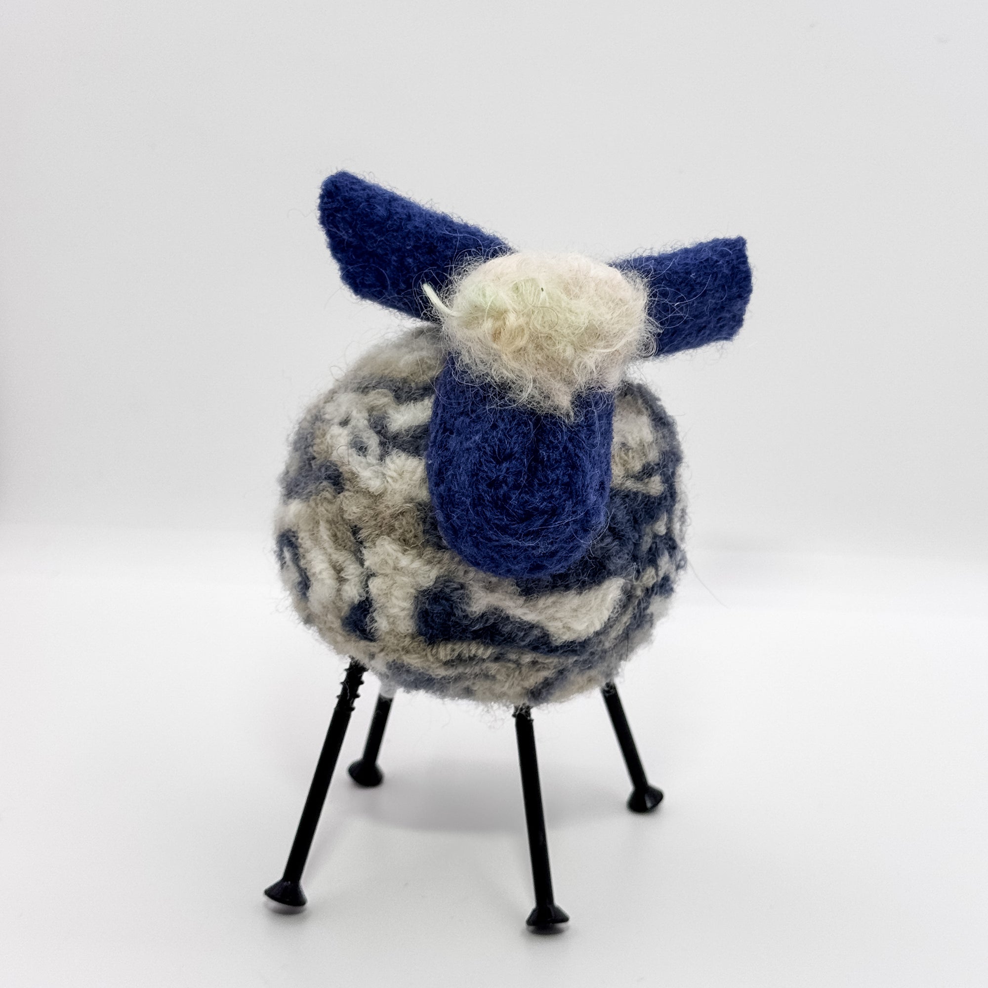 Felted Sheep in cream, blue and grey