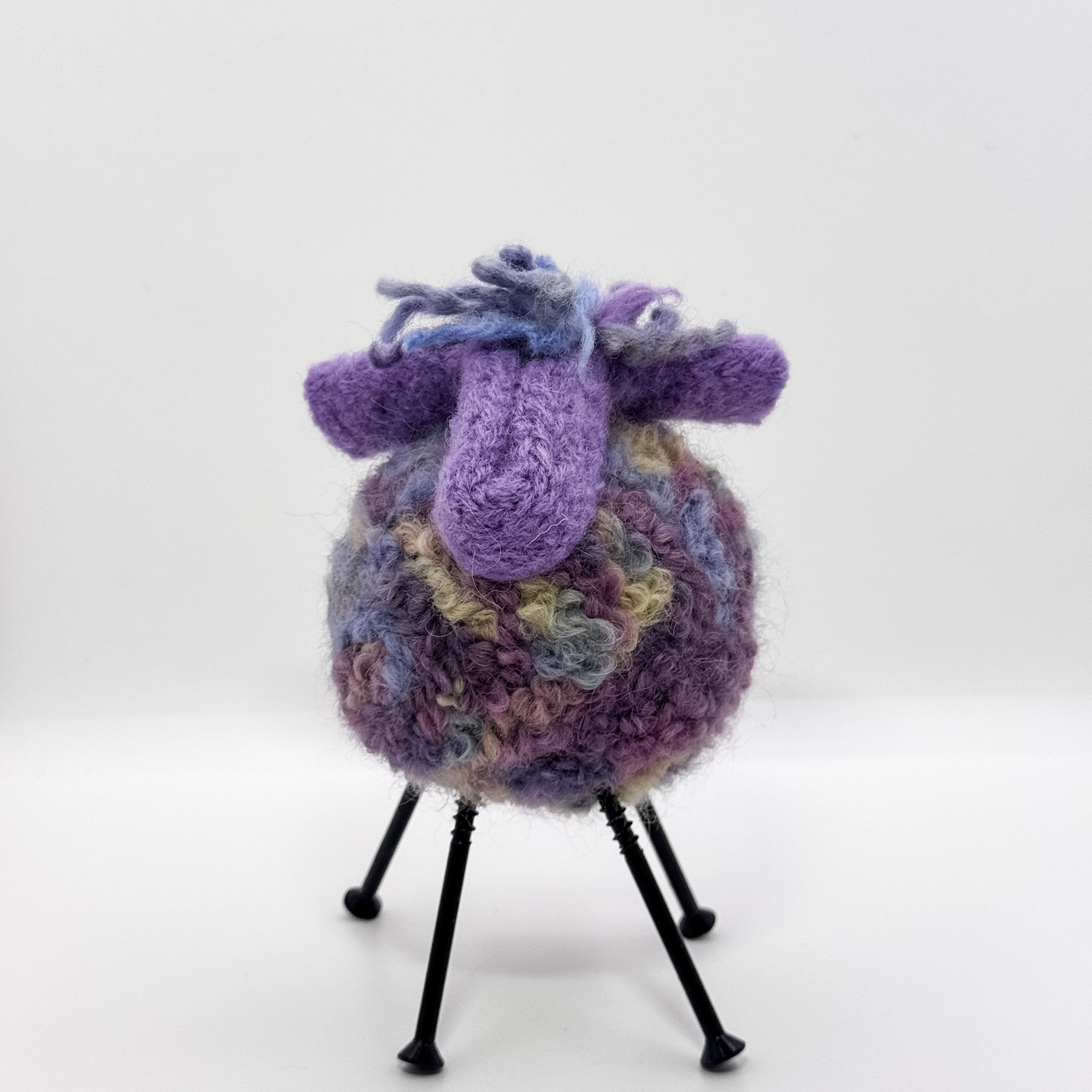Felted Sheep in purple, blue and lavender