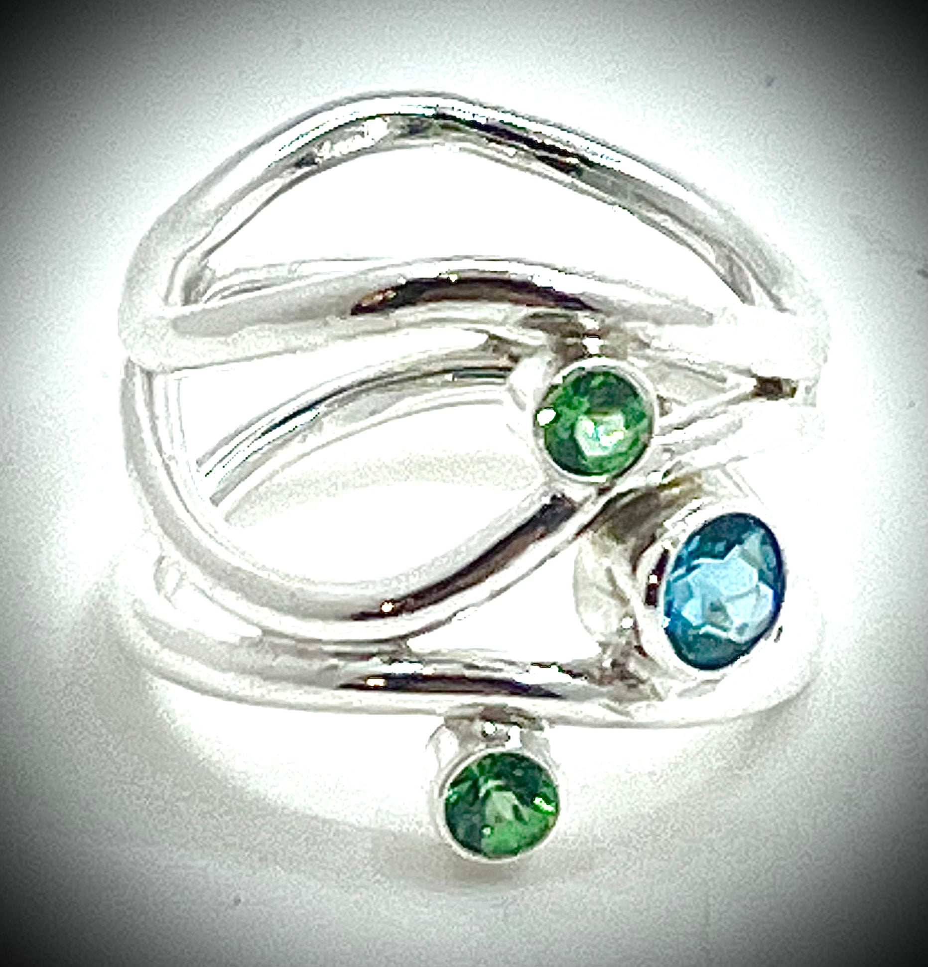 Swiss Blue Topaz and Tsavorite Nadja Ring