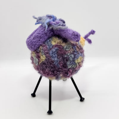 Felted Sheep in purple, blue and lavender