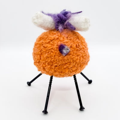 Felted Sheep in orange, white and purple