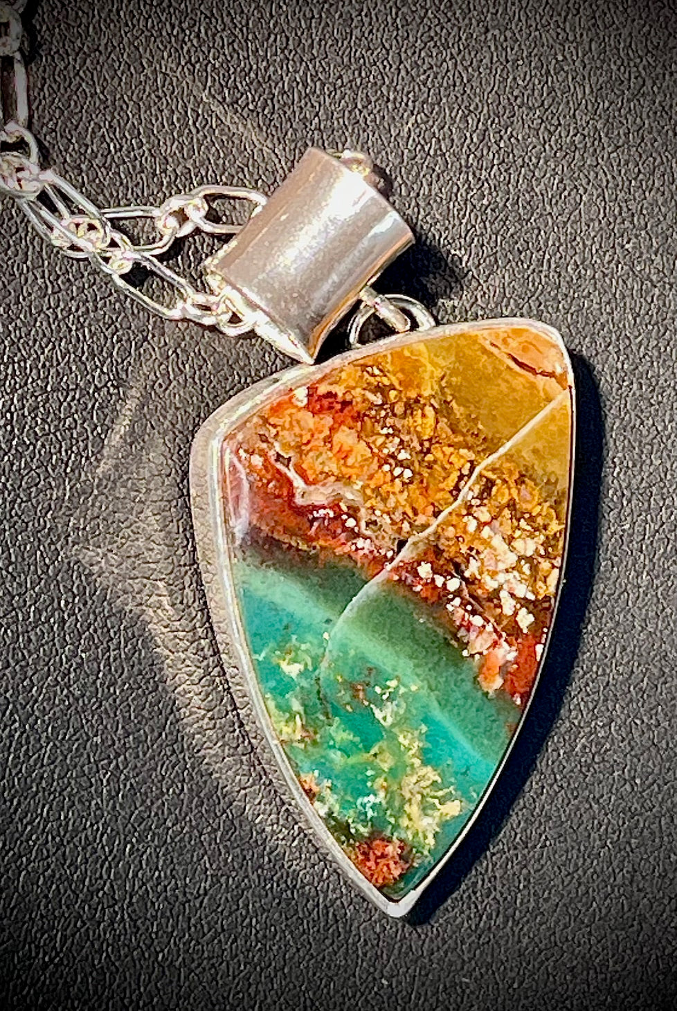 Off-centered Opalized Wood Necklace