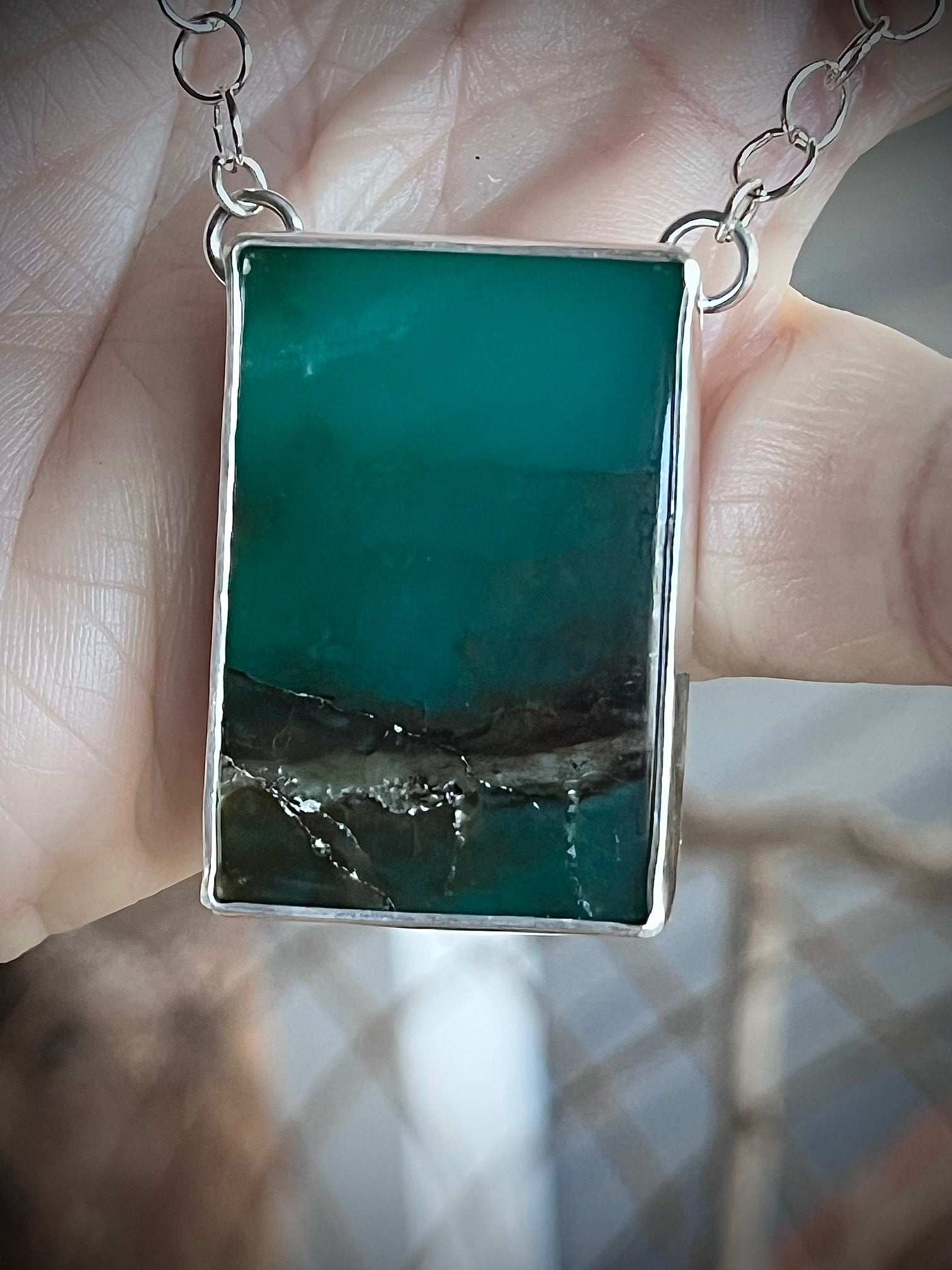 Deep Sea Opalized Wood Necklace