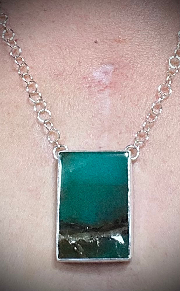 Deep Sea Opalized Wood Necklace