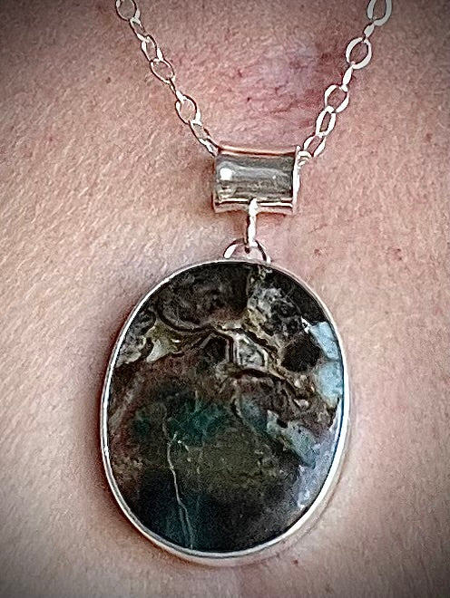 Oval Opalized Wood Necklace