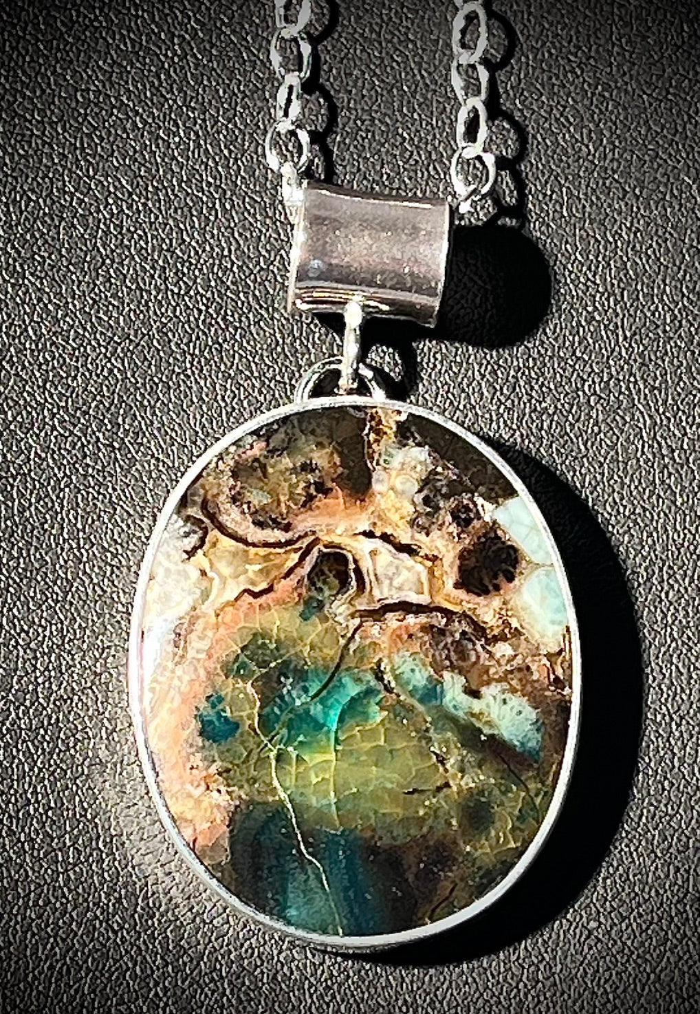 Oval Opalized Wood Necklace