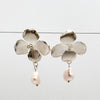 Flower and blush pearl earrings