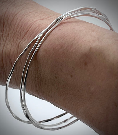 Triplet Skinny Hammered Bangle