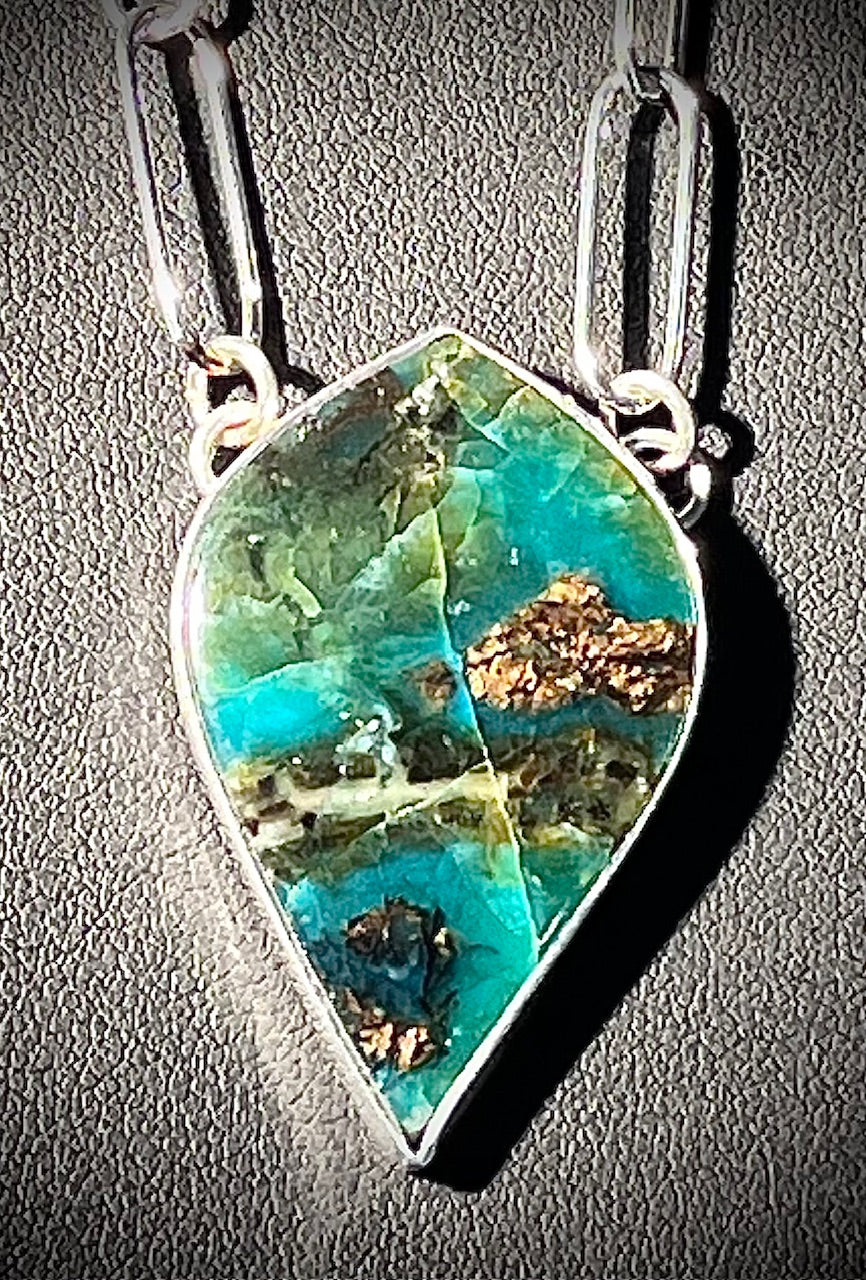 Pointed Oval Opalized Wood Necklace