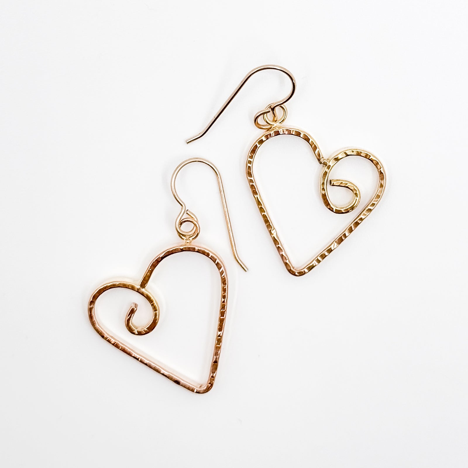 Gold Filled Curly Jane heart earrings