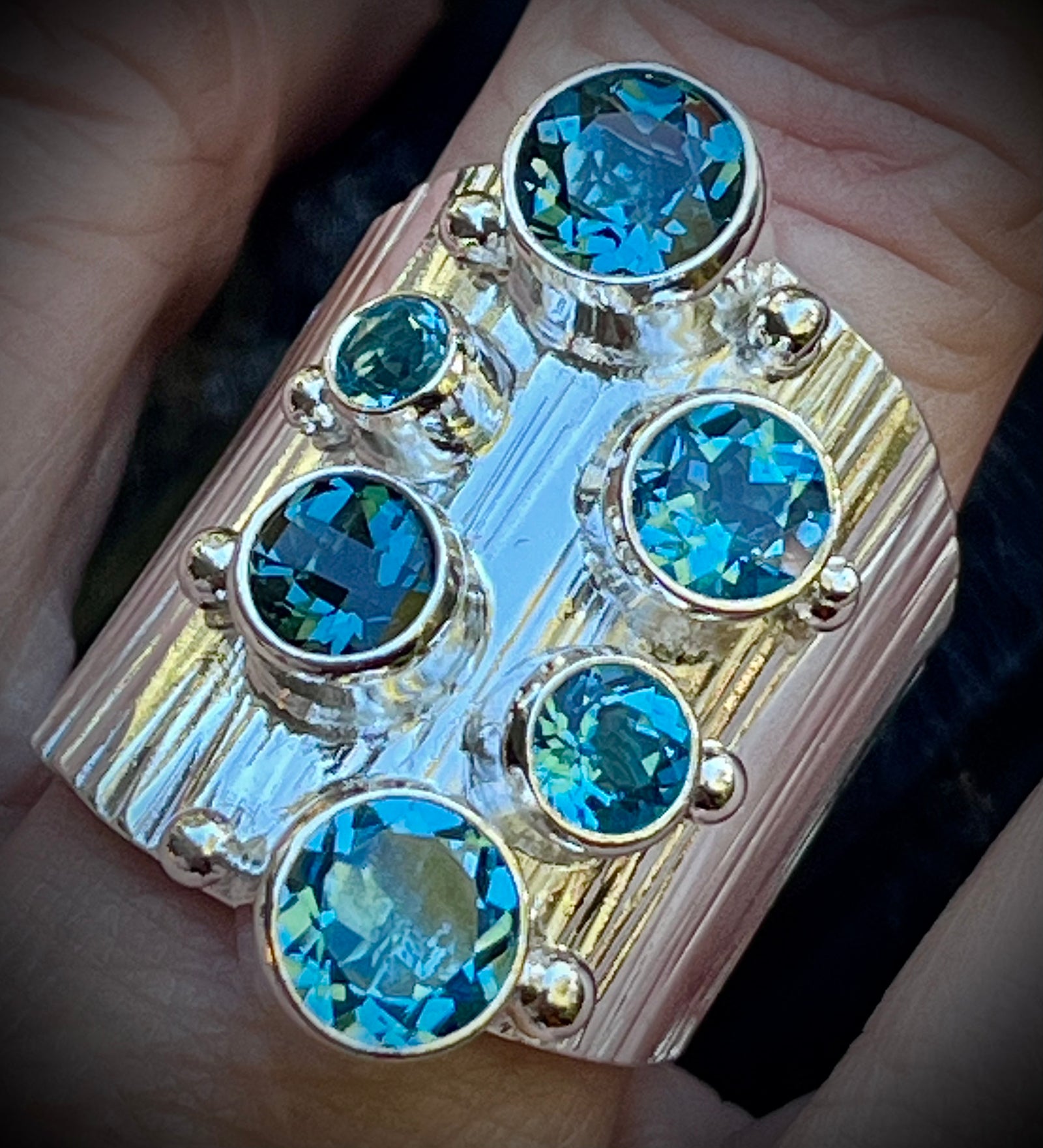 Swiss and London Blue Topaz BBG Ring