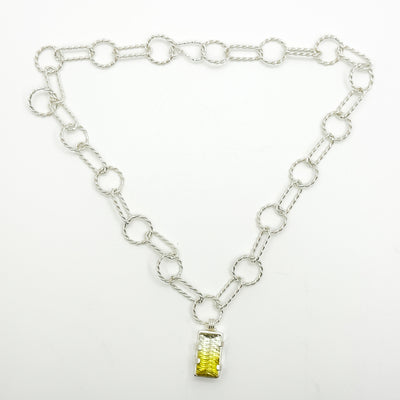 Citrine pendant double twist circle oval link chain