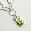 Citrine pendant double twist circle oval link chain