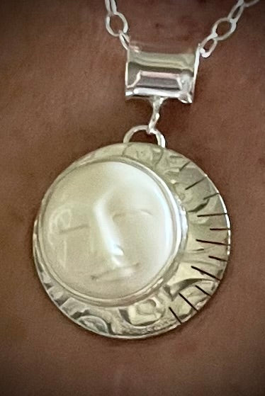 Bone Moon Face Necklace