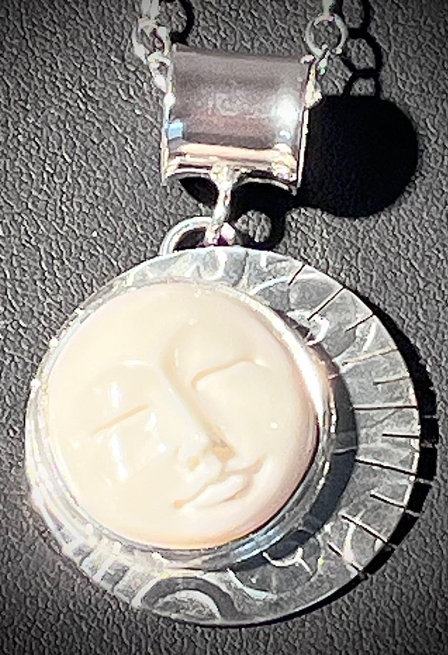 Bone Moon Face Necklace