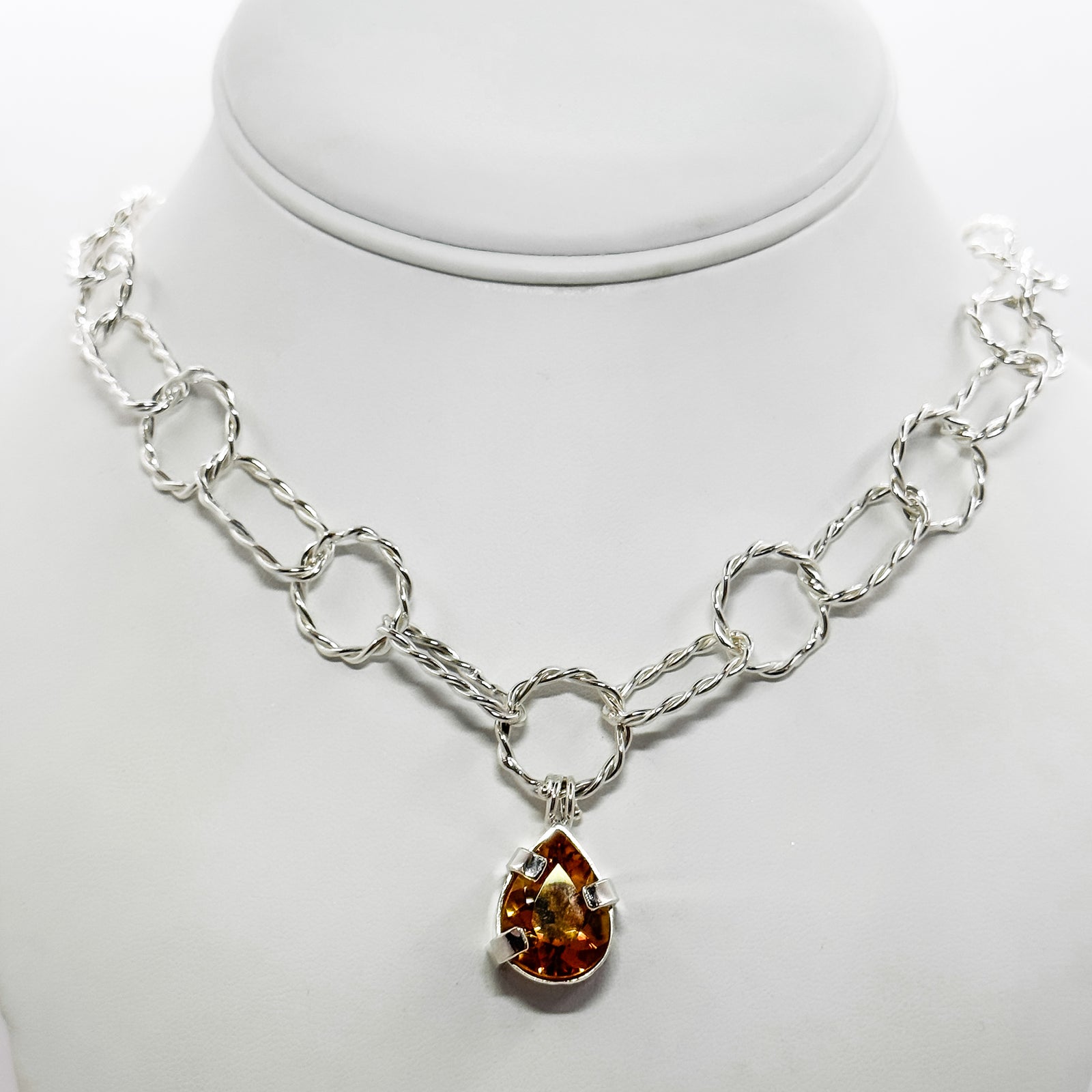 Pear shaped faceted citrine necklace