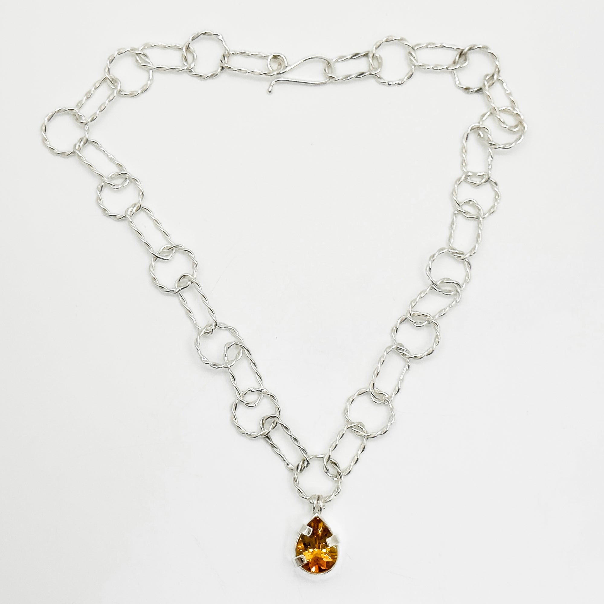 Pear shaped faceted citrine necklace