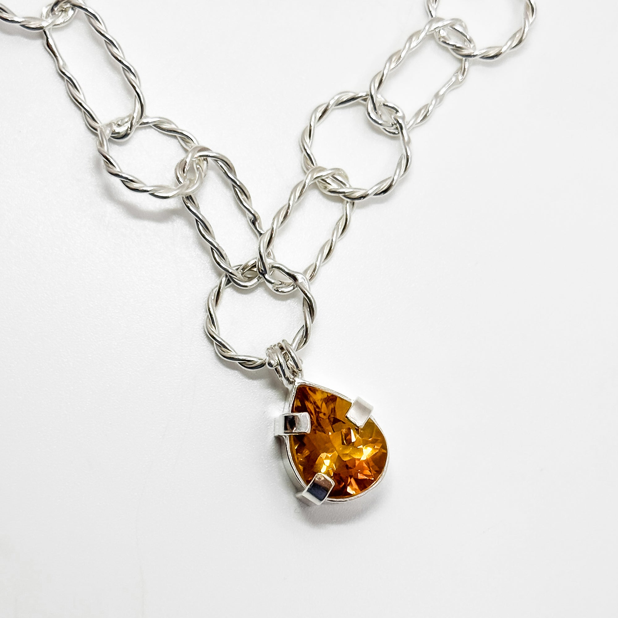 Pear shaped faceted citrine necklace