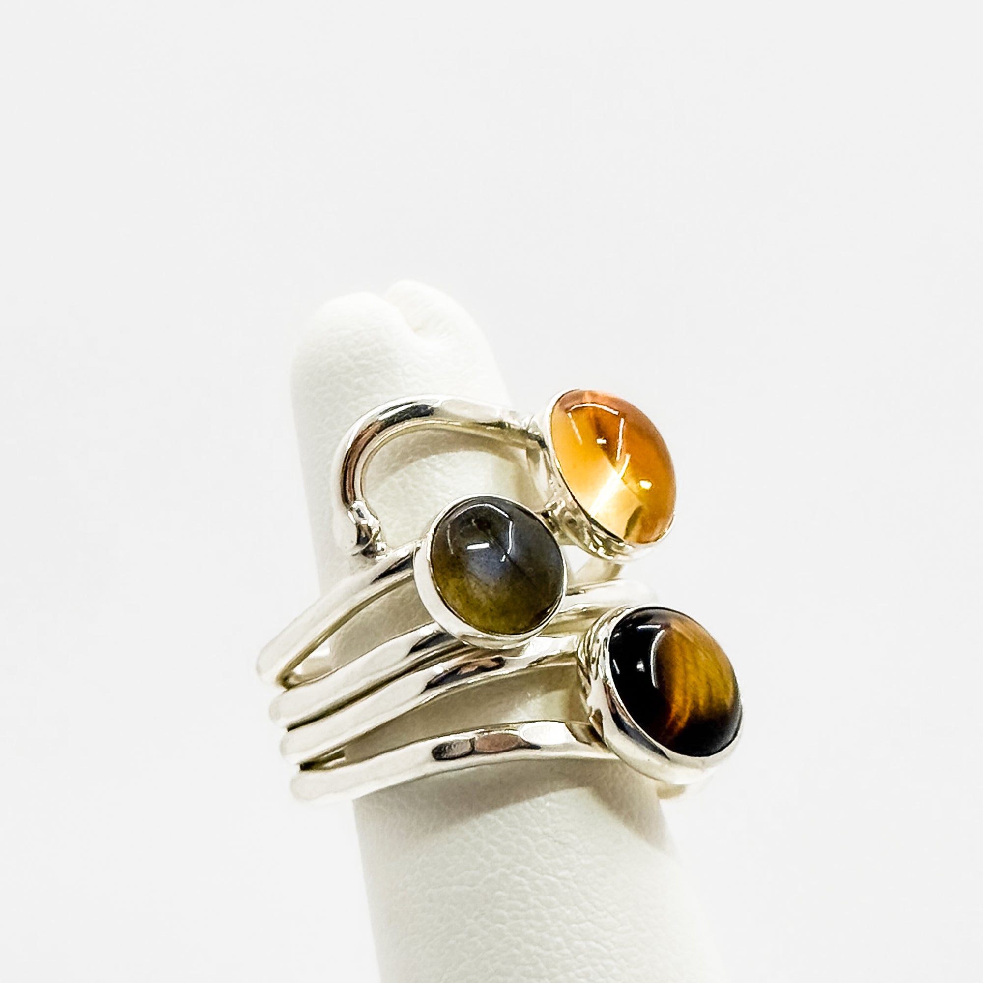 Wrap ring citrine, tigers eye, labradorite