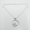 Mother of Pearl Moon Face pendant with  oval link chain