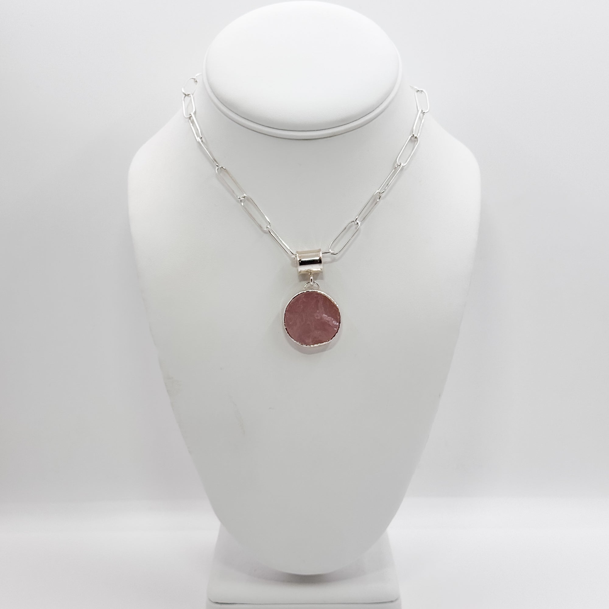 Natural Surface Rose Quartz pendant Necklace