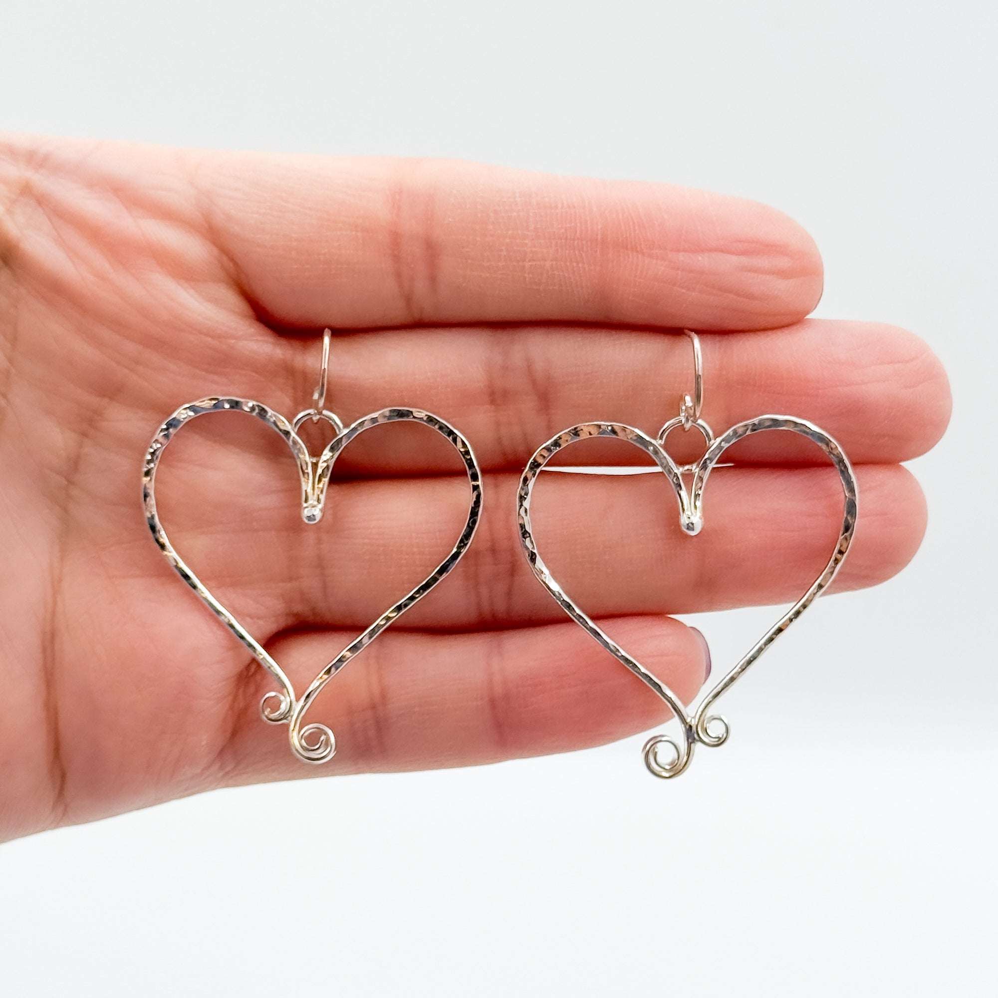 Small Curly Heart Earrings