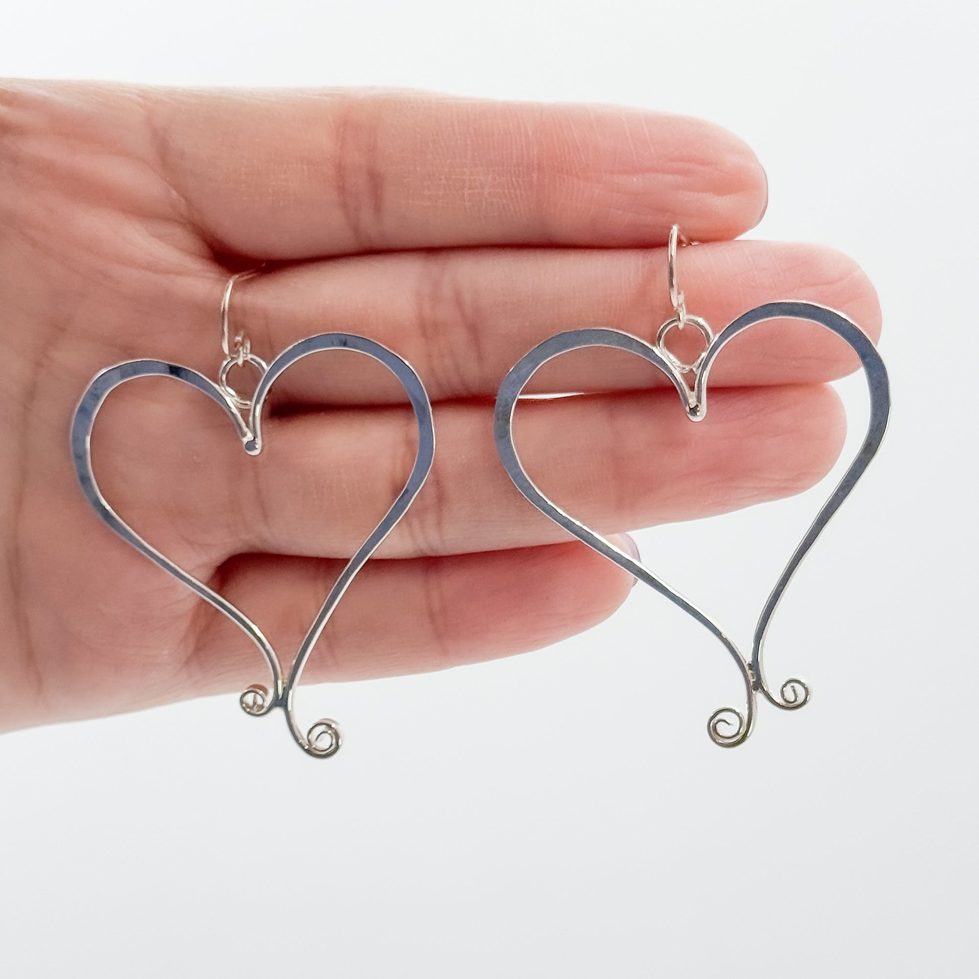Large Curly Heart Earrings