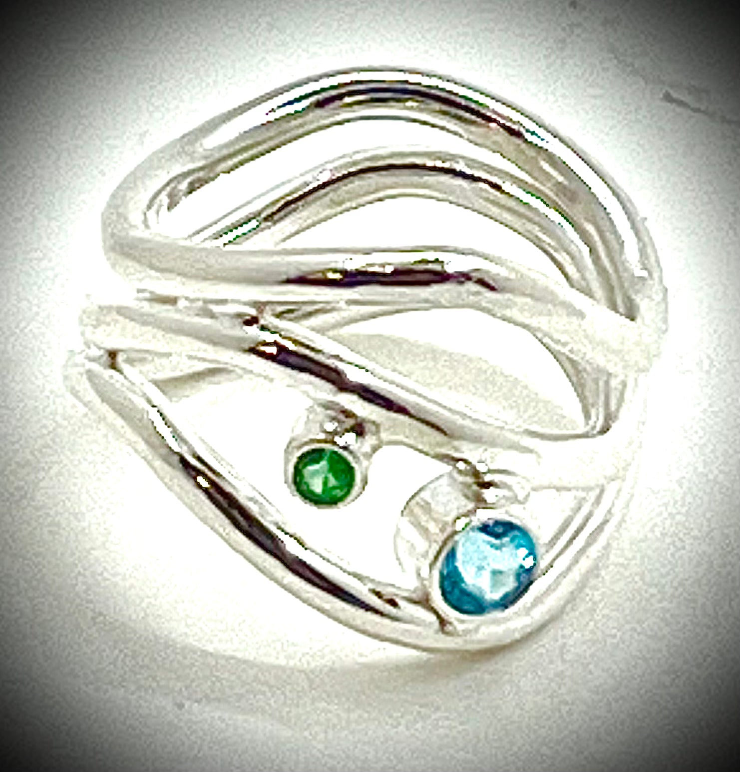 Nadja Ring with Swiss Blue Topaz and Tsavorite