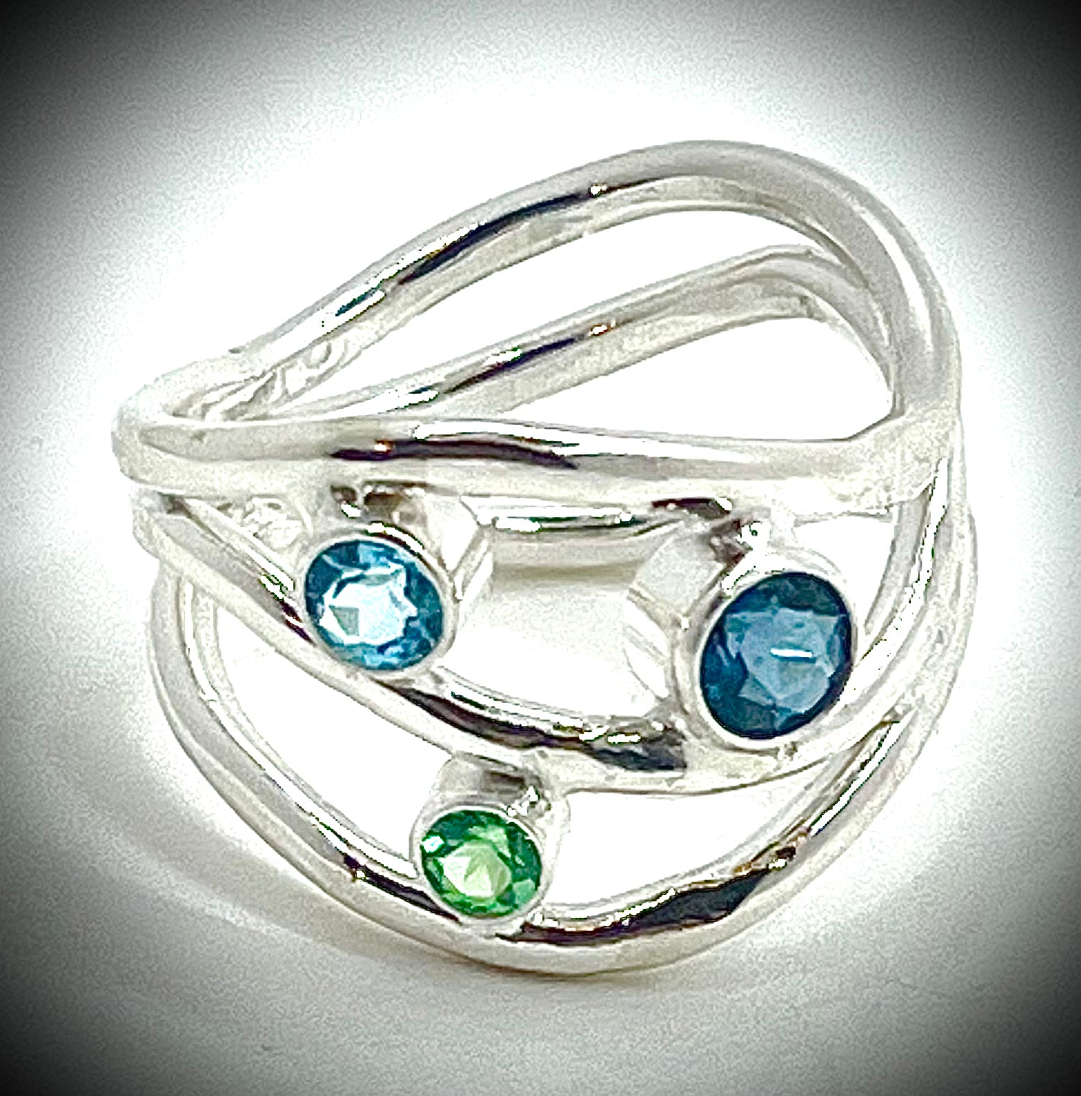 Silver Nadja Ring with Topaz and Tsavorite