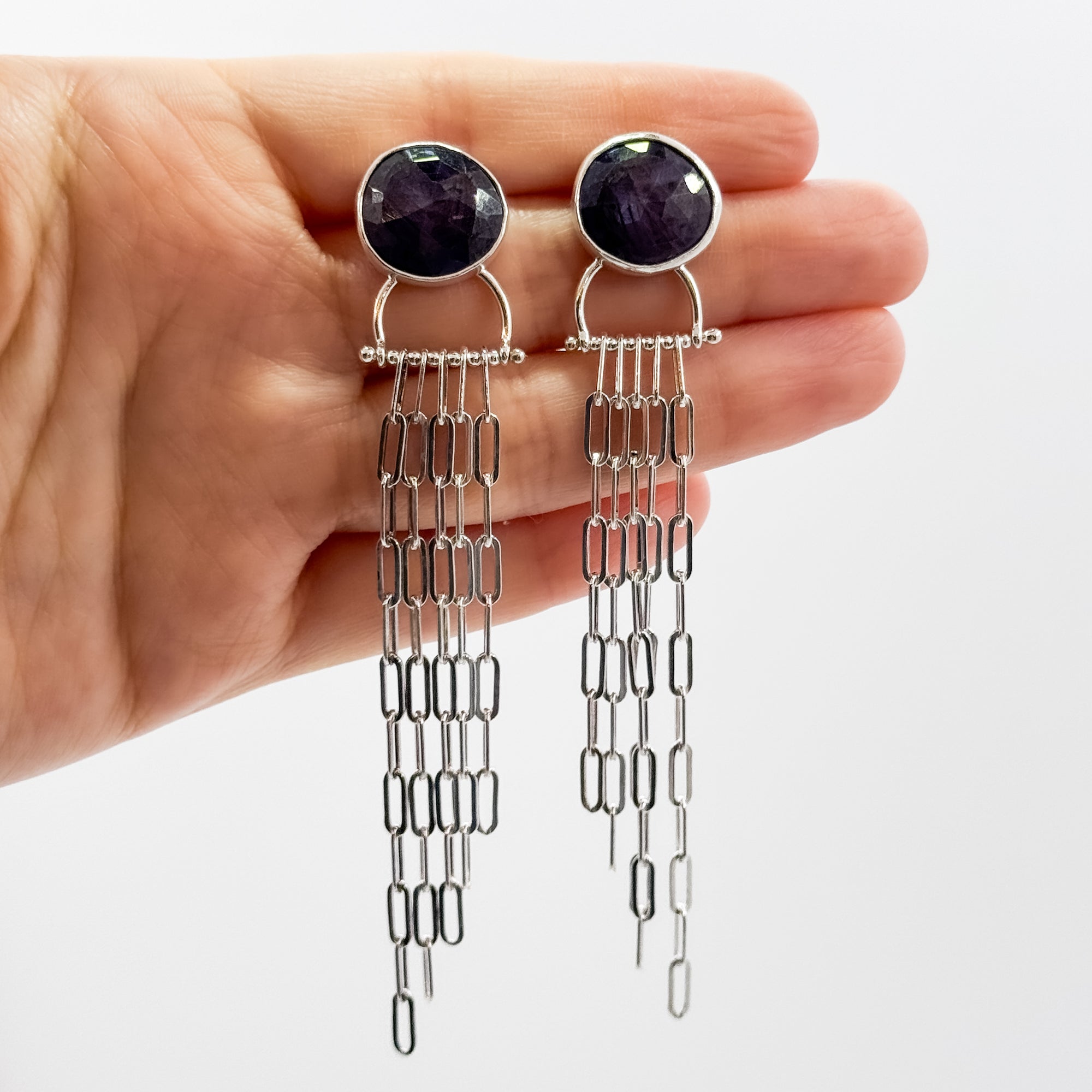 Purple Sapphire Rain Earrings