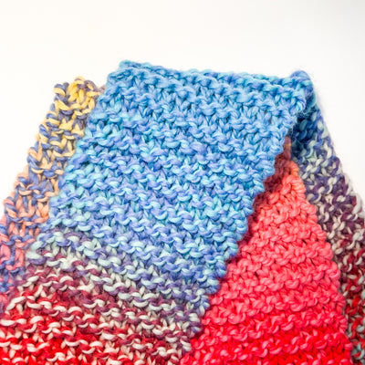 Rainbow Hand Knit Scarf