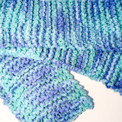 Aquamarine Hand Knit Scarf
