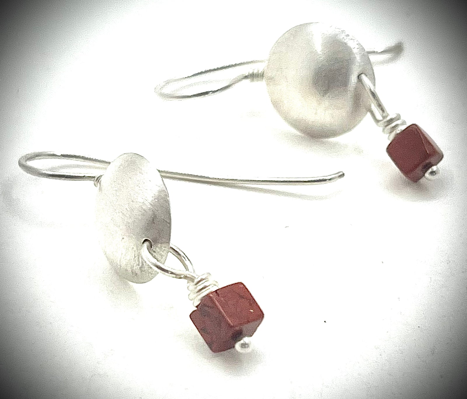 Silver Dome Jasper Earrings