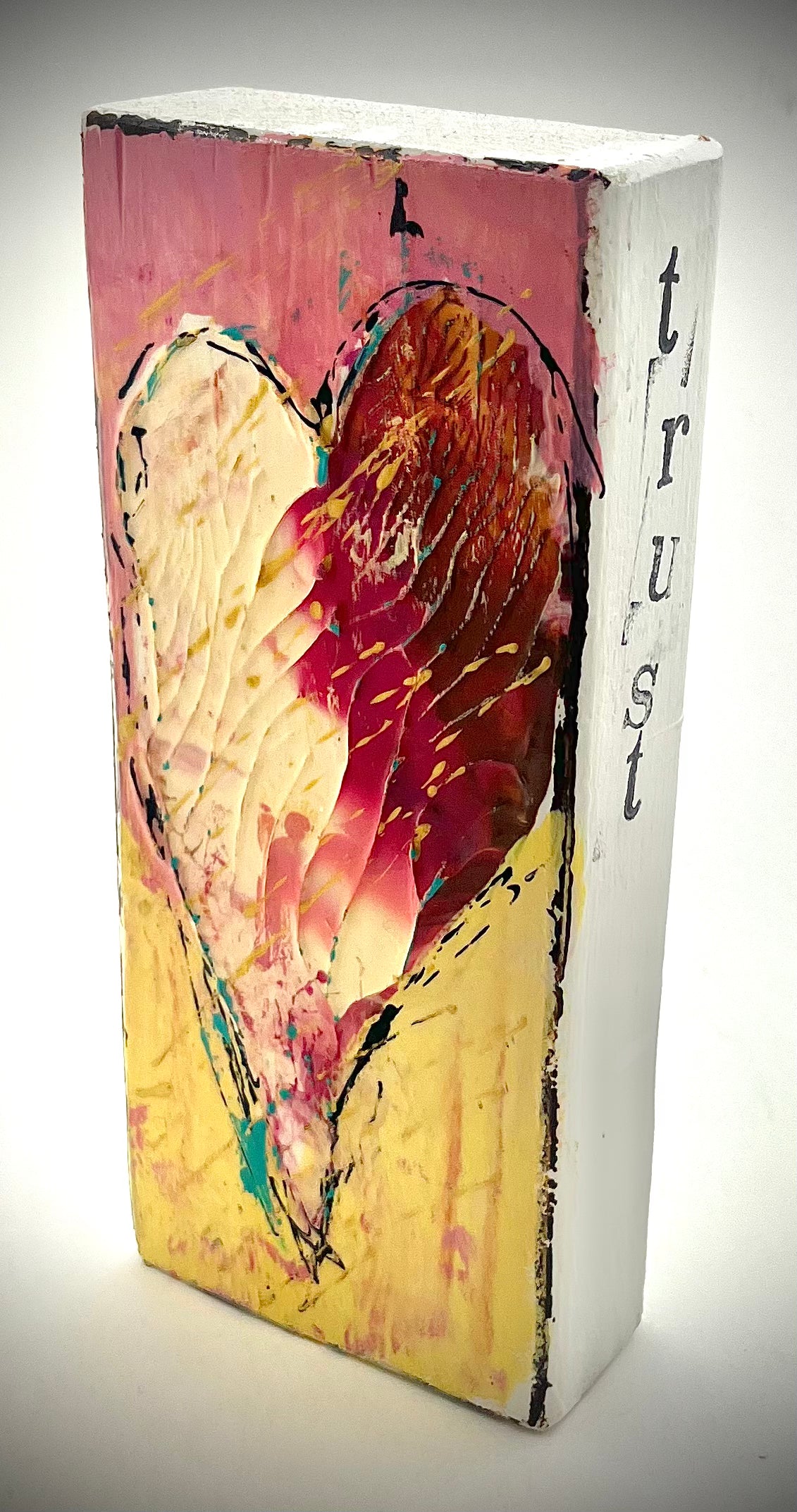 Tall Heart Painted Block