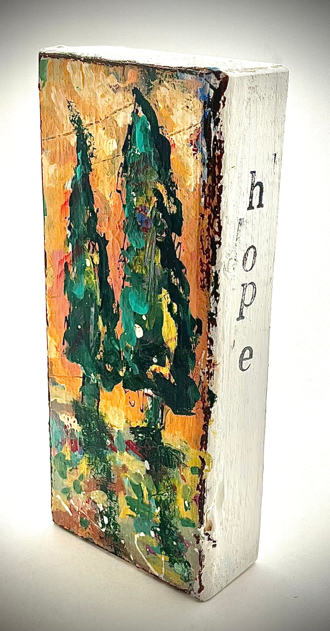 Tuscan Tree Painted Block