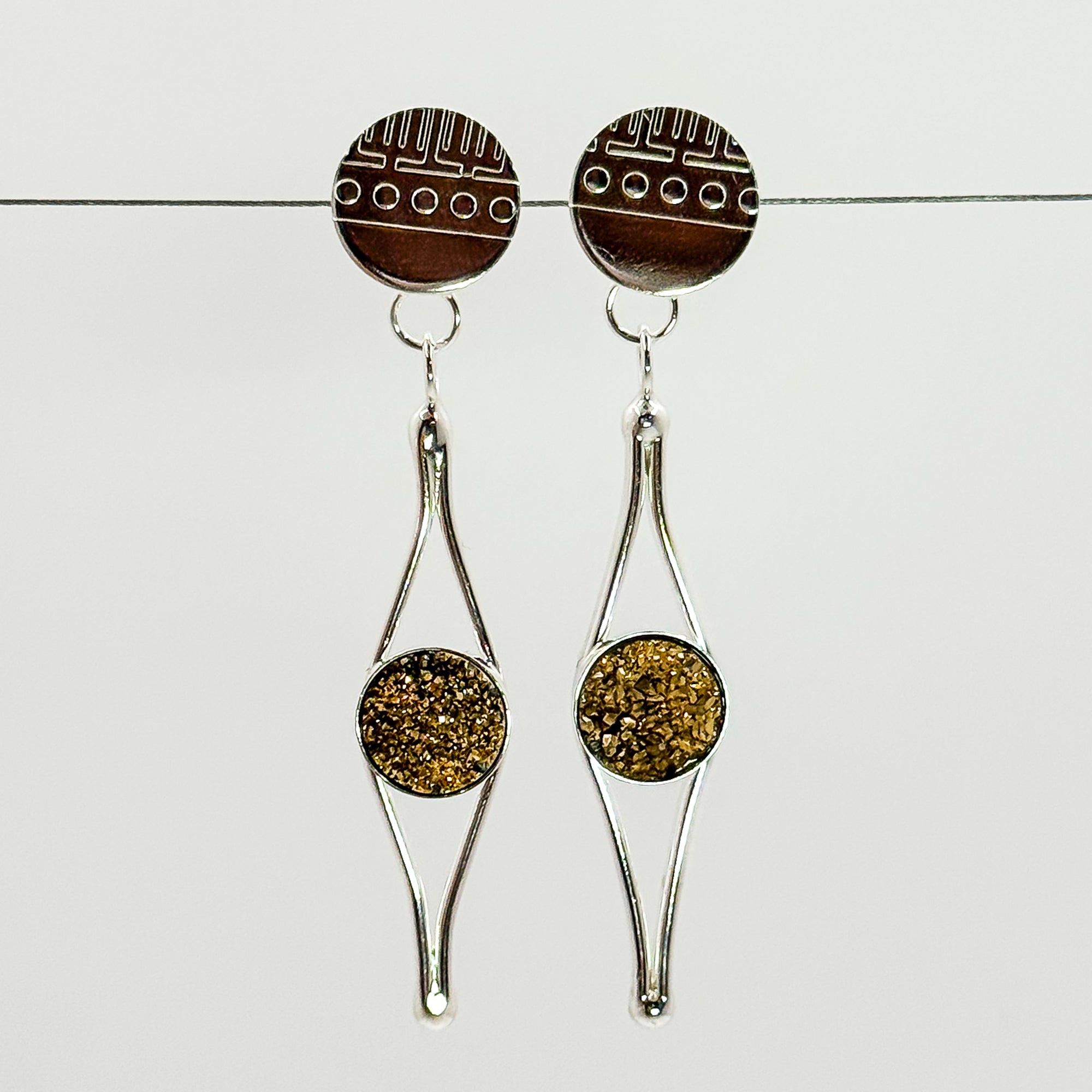 Split ears with gold druzy