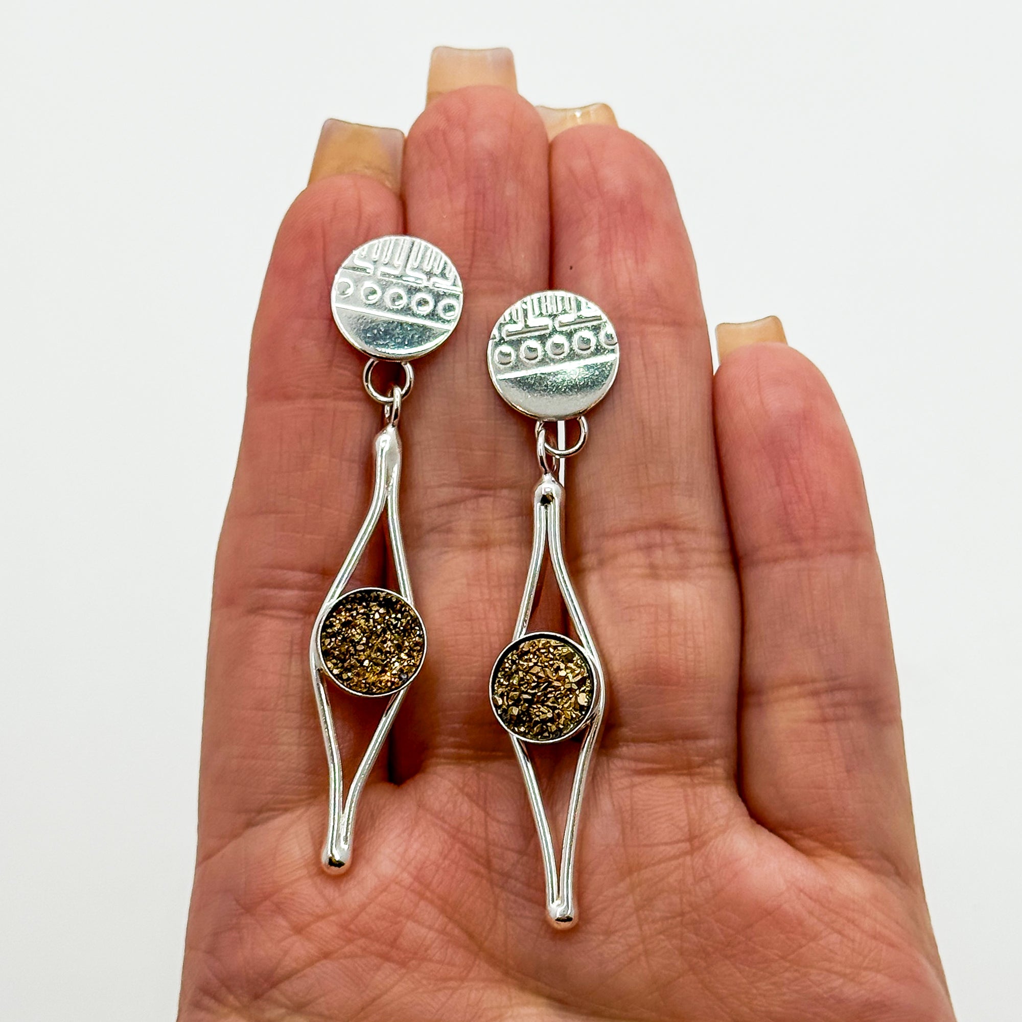 Split ears with gold druzy